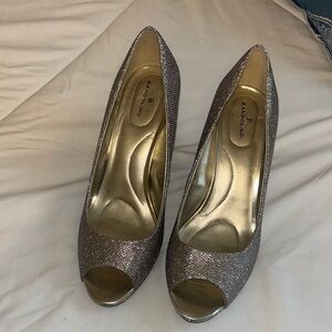 Bandolino Sparkling Silver Peep-Toe Heels